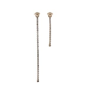 Versace Crystal Gold Earrings, Long Dangle, Asymmetrical